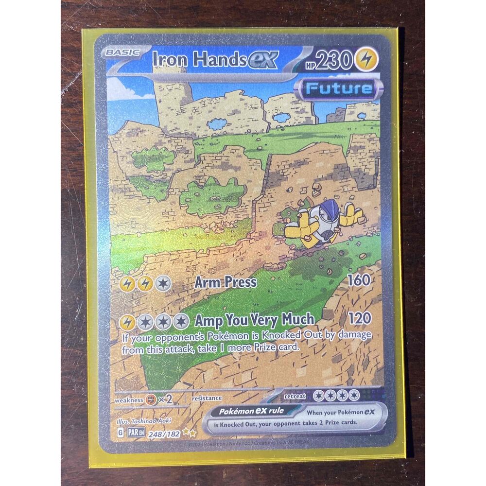 Pokemon Gold Basic Iron Hands GX Trading Card TCG Size Standard